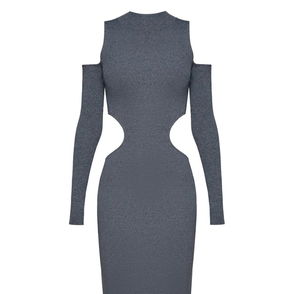 GRAY MATERIEL TBILISI CUT-OUTS SLIM DRESS